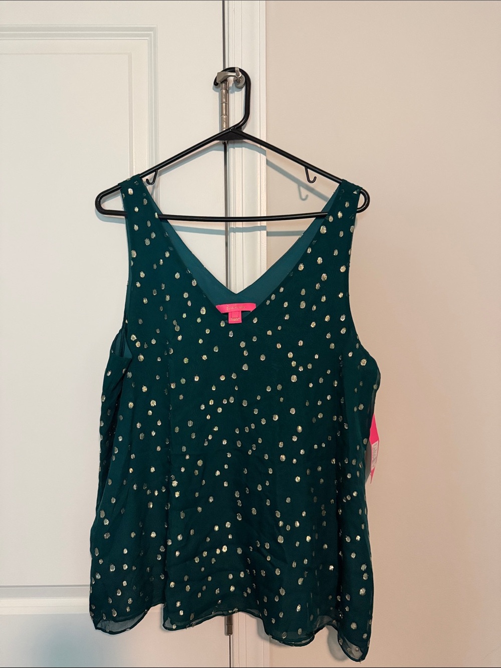 Sleeveless Emerald Green Polka Dot Tank Top - Brand: Lilly